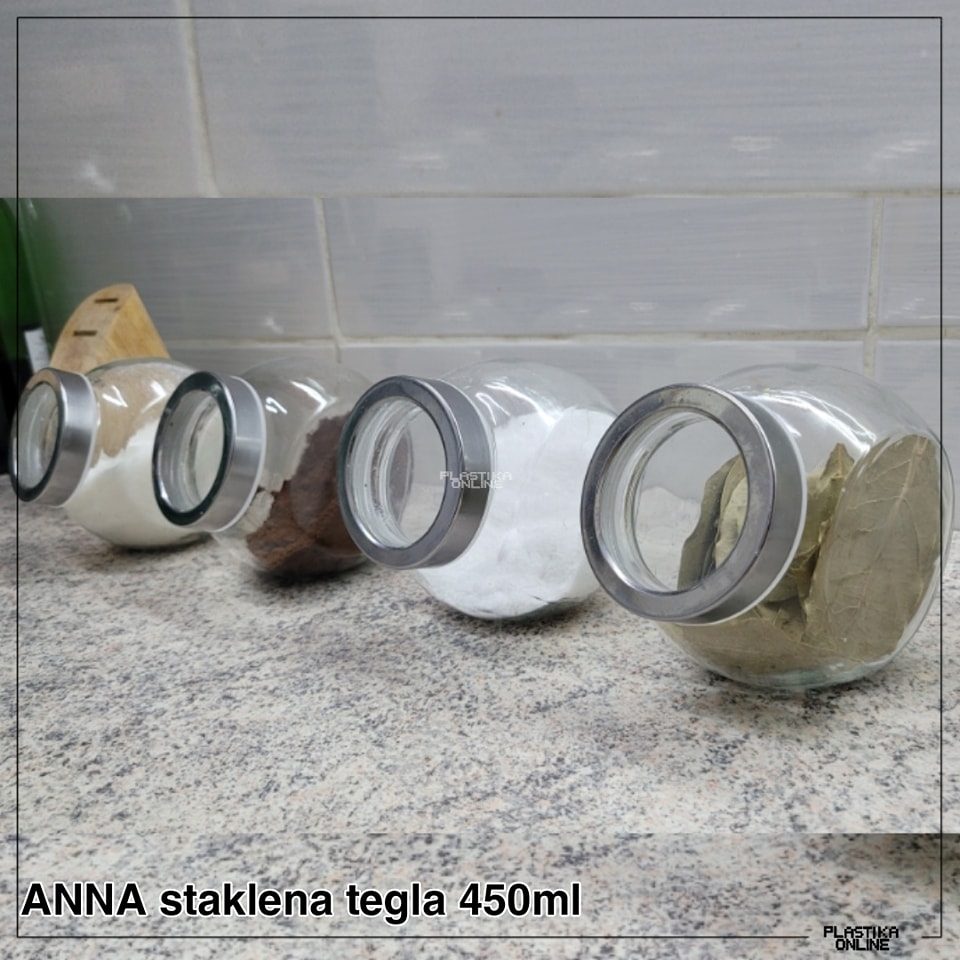 Set Od Tri ANNA Staklene Tegle Od 450ml Plastikaonline