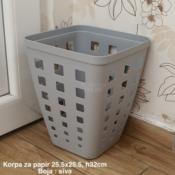 Korpa za papir 25, plastična korpa za papir, četvrtasta korpa za papir, kanta za papir, papiruša