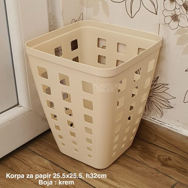 Korpa za papir 25, plastična korpa za papir, četvrtasta korpa za papir, kanta za papir, papiruša