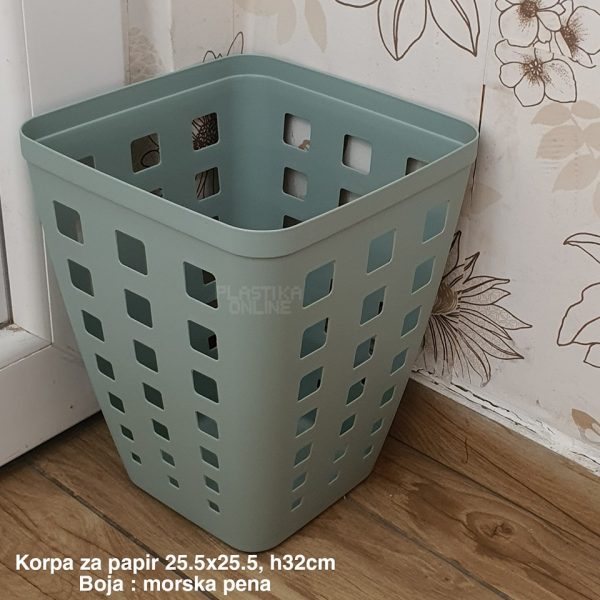 Korpa za papir 25, plastična korpa za papir, četvrtasta korpa za papir, kanta za papir, papiruša