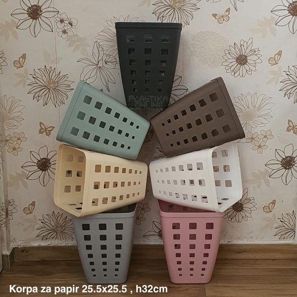 Korpa za papir 25, plastična korpa za papir, četvrtasta korpa za papir, kanta za papir, papiruša