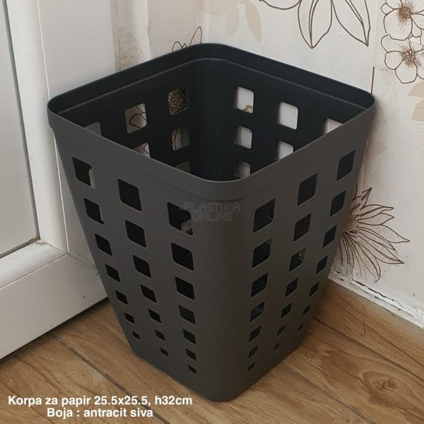 Korpa za papir 25, plastična korpa za papir, četvrtasta korpa za papir, kanta za papir, papiruša