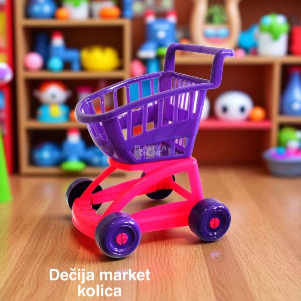 Market korpa dečija 40x32x47cm ,Edukativna igračka za decu, Plastična korpa za decu,Korpa za igru,Kolica za kupovinu za decu