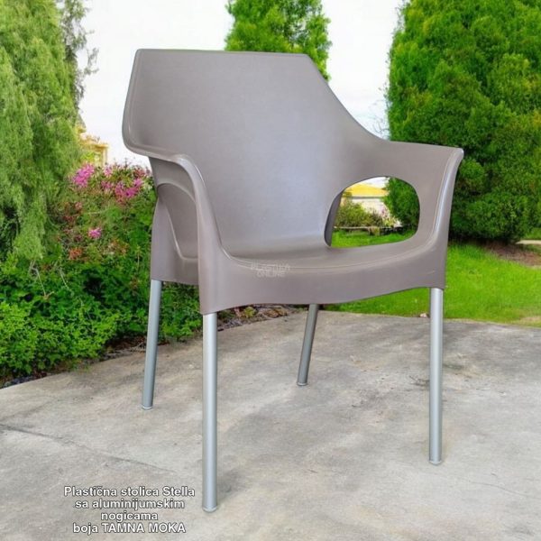plasticne stolice, bastenske stolice, stolice za terase, stolica, stolice stolica stella sa aluminijumskim nogama moka