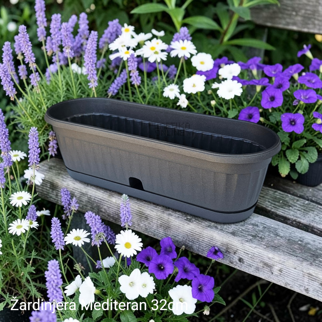 Plastična žardinjera mediteran dužine 32cm antracit
