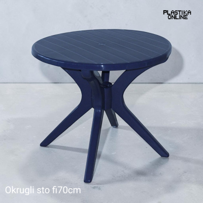 Plastični okrugli sto za baštu prečnika 70cm teget boje