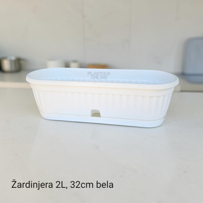 Plastična žardinjera 2L mediteran 32cm dužine bele boje