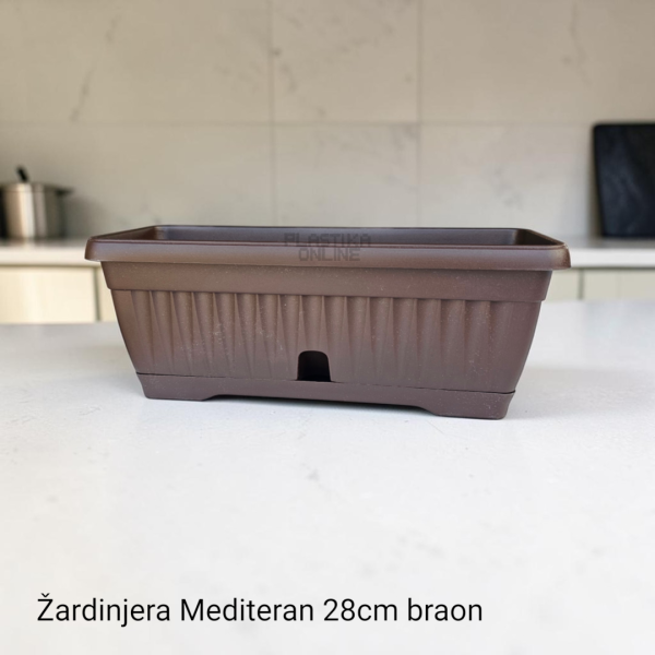 Plastična Žardinjera Mediteran dužine 28cm braon boje