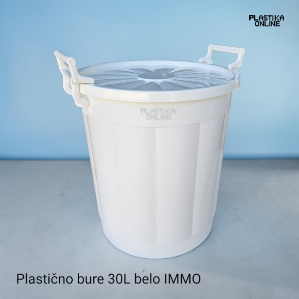 Plasticno bure 30L immo bele boje sa poklopcem