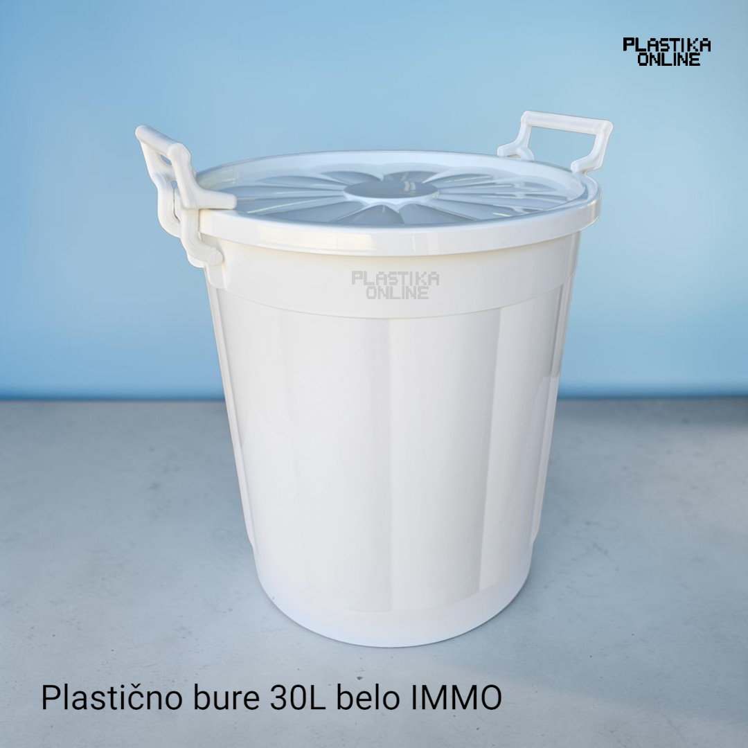 Plasticno bure 30L immo bele boje sa poklopcem