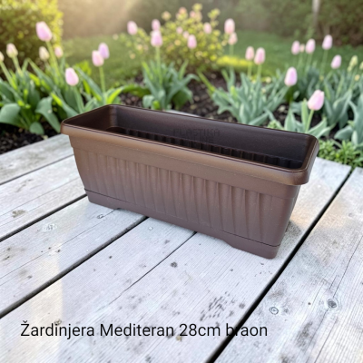 Žardinjera Mediteran dužine 28cm braon boje