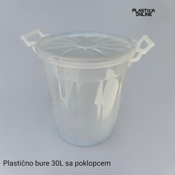 plasticno bure sa poklopcem 30L providno i sa ručkama