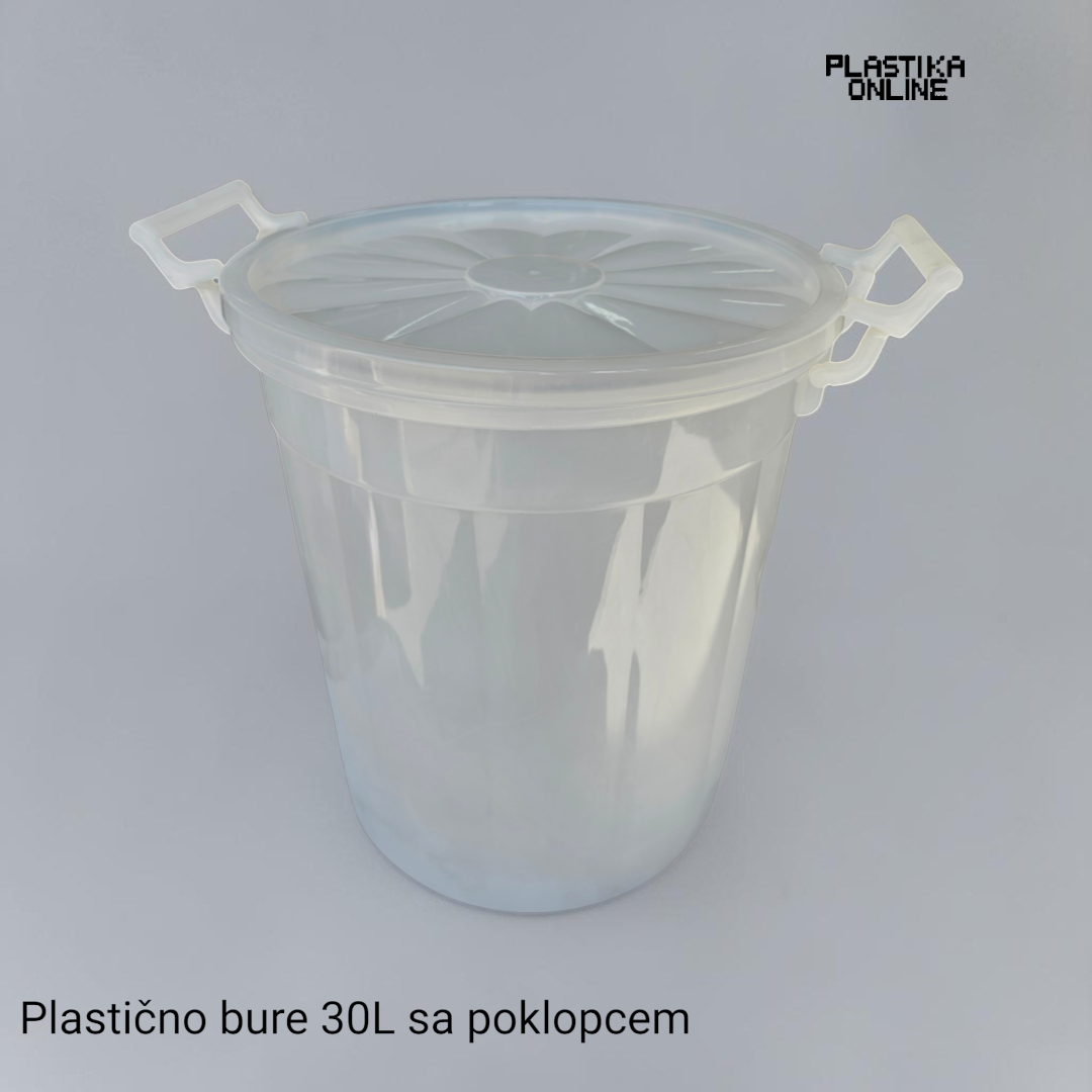 plasticno bure sa poklopcem 30L providno i sa ručkama