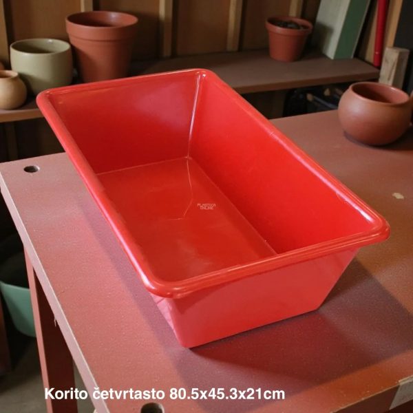 Korito četvrtasto 80.5 x 45.3 x 21 cm, Plastično korito za domaćinstvo, Četvrtasto korito za baštu, Korito za radionicu i građevinu , Višenamensko korito za kuću, Korito za veš