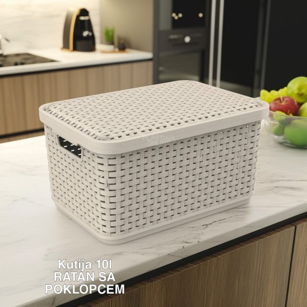 Kutija 10 l ratan sa poklopcem