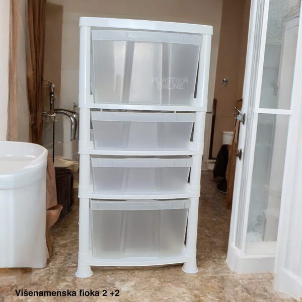 Plastični višenamenski fiokar 2 +2 , plasticni raf, polica za odlaganje, plasticni fiokari beli