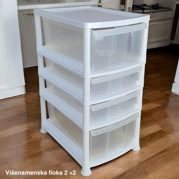 Plastični višenamenski fiokar 2 +2 , plasticni raf, polica za odlaganje, plasticni fiokari beli