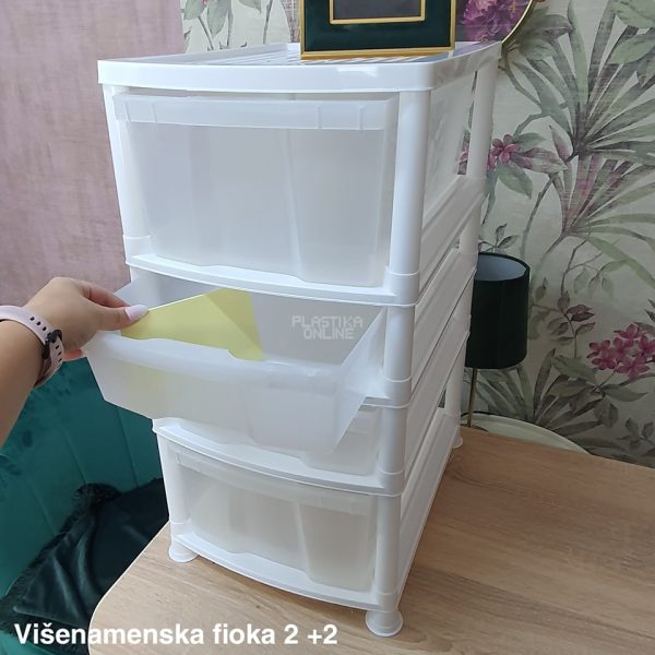 Plastični višenamenski fiokar 2 +2 , plasticni raf, polica za odlaganje, plasticni fiokari beli