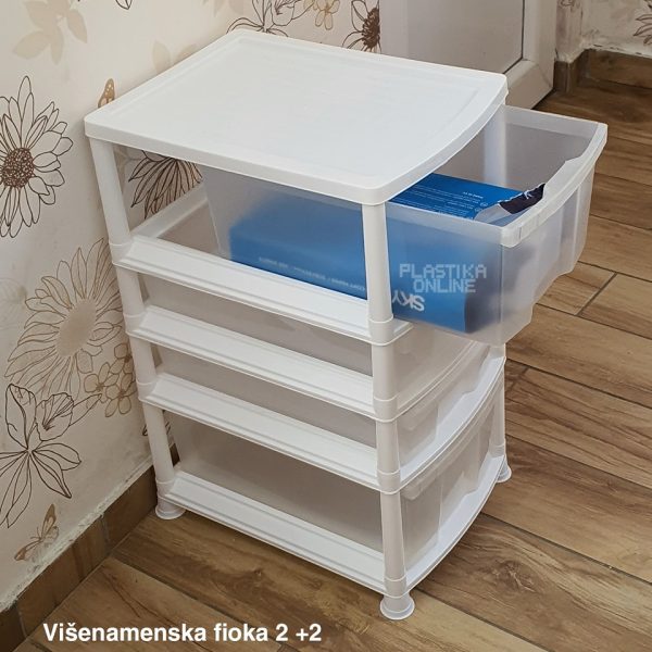Plastični višenamenski fiokar 2 +2 , plasticni raf, polica za odlaganje, plasticni fiokari beli