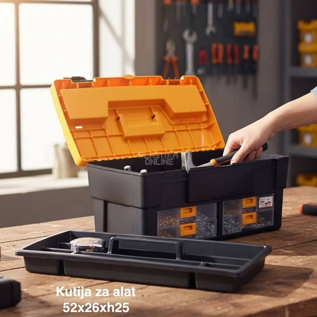 KUTIJA ZA ALAT 20″, Plastična kutija za alat, Kutija za alat sa pregradama, Kutija za alat sa fiokama, Profesionalna kutija za alat, Kutija za alat sa ručkom, Velika kutija za alat