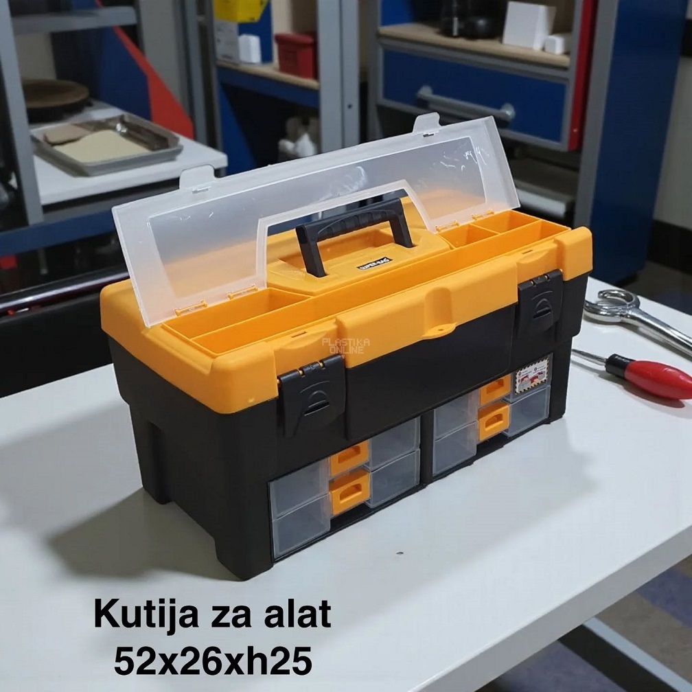 KUTIJA ZA ALAT 20″, Plastična kutija za alat, Kutija za alat sa pregradama, Kutija za alat sa fiokama, Profesionalna kutija za alat, Kutija za alat sa ručkom, Velika kutija za alat