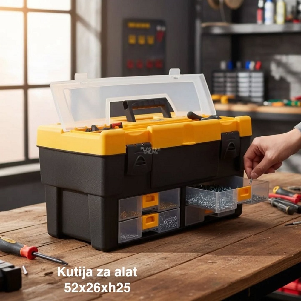 KUTIJA ZA ALAT 20″, Plastična kutija za alat, Kutija za alat sa pregradama, Kutija za alat sa fiokama, Profesionalna kutija za alat, Kutija za alat sa ručkom, Velika kutija za alat