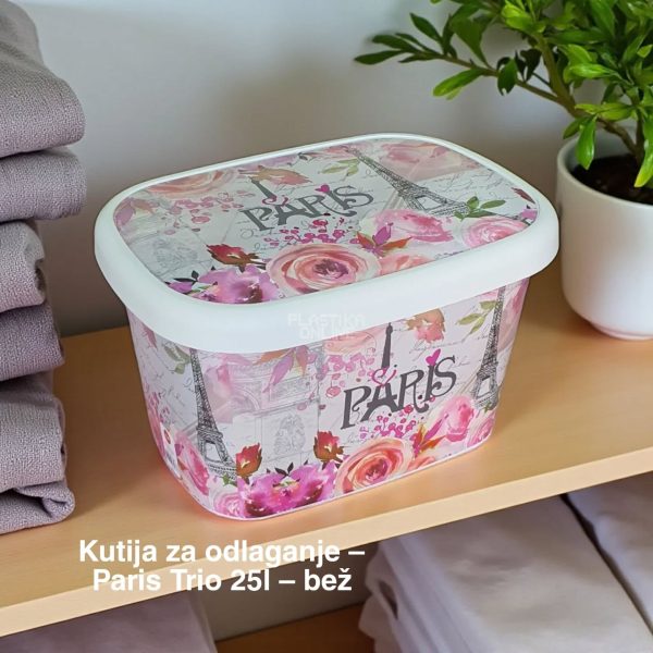 Kutije za odlaganje 25l paris , Ukrasna kutija 25L , kutije za odlaganje, box sa dezenom , plasticne kutije od 25l