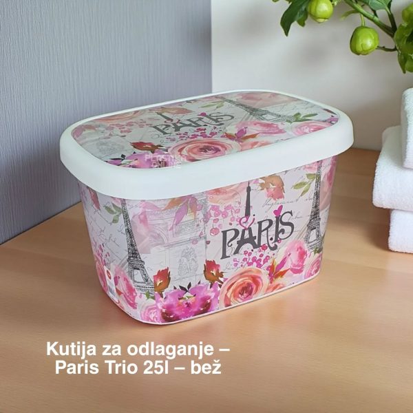 Kutije za odlaganje 25l paris , Ukrasna kutija 25L , kutije za odlaganje, box sa dezenom , plasticne kutije od 25l