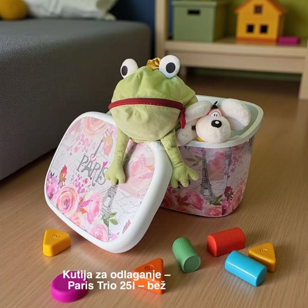 Kutije za odlaganje 25l paris , Ukrasna kutija 25L , kutije za odlaganje, box sa dezenom , plasticne kutije od 25l
