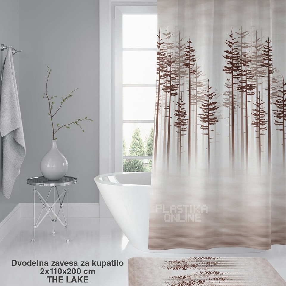 Dvodelna zavesa za kupatilo 2x110x200 , zavesa za tuš kabinu, zavesa za kadu, poliesterska zavesa za kupatilo, dugotrajna zavesa za kupatilo lake