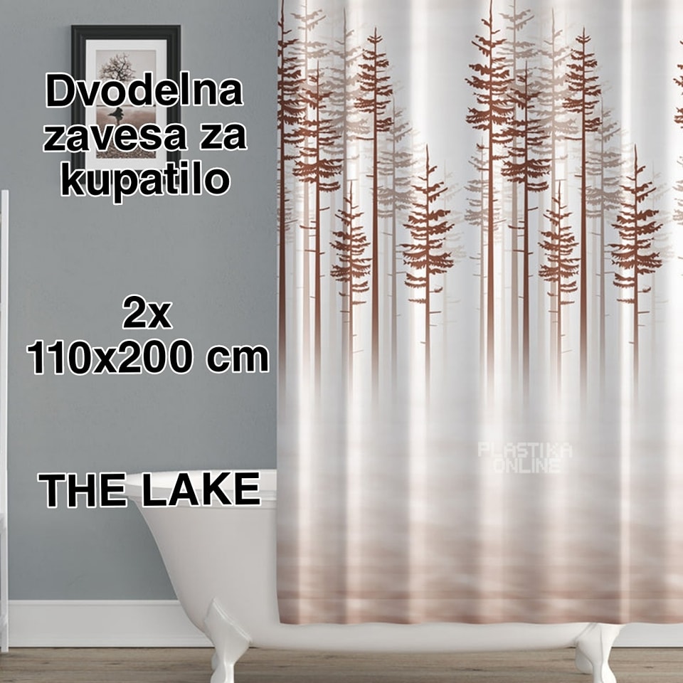 Dvodelna zavesa za kupatilo 2x110x200 , zavesa za tuš kabinu, zavesa za kadu, poliesterska zavesa za kupatilo, dugotrajna zavesa za kupatilo lake
