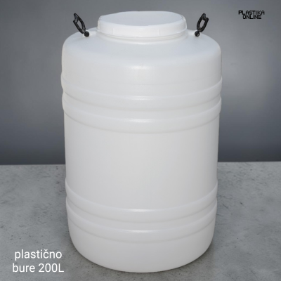 Plastično bure 200l visine 86cm Zlatar bele boje