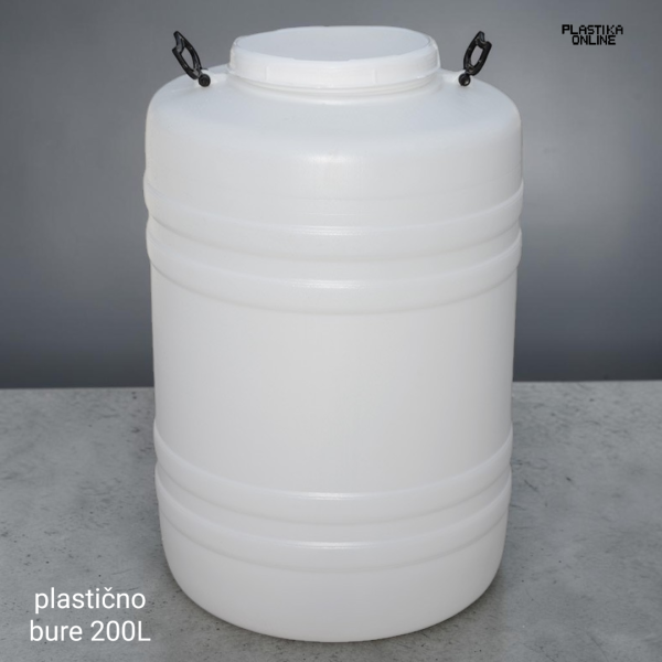 Plastično bure 200l visine 86cm Zlatar bele boje