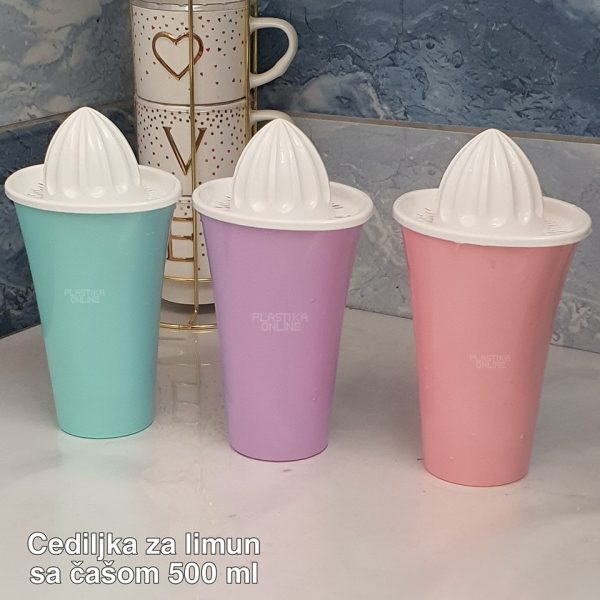Cediljka za limun sa čašom 500 ml Cediljka za limun, Cediljka sa čašom , Plastična cediljka za limun , Prenosna cediljka za limun