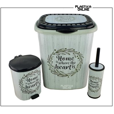 HOME dezen kupatilski set 3/1 ( Korpa za prljav veš, pedalka, wc četka )