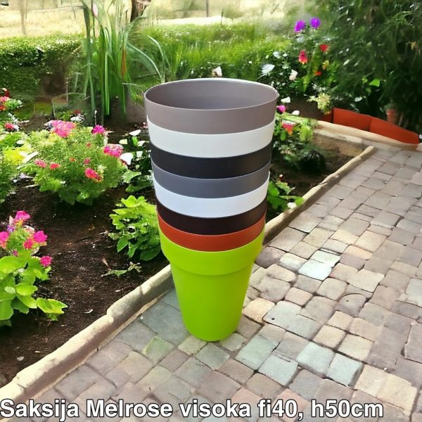 saksija melrose, plasticne saksije , okrugle saksije, saksije, visoke saksije