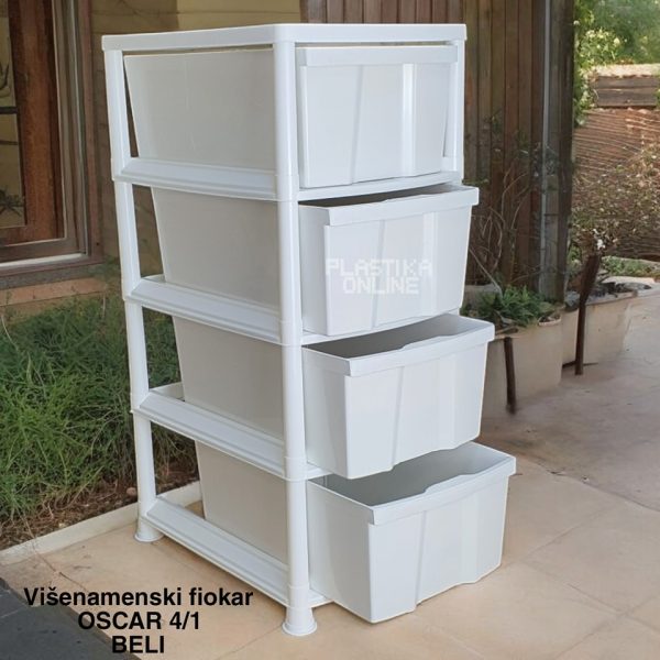 Višenamenski Fiokar Cabinet OSCAR 4 /1, fiokari za kucu, plasticni fiokari, fiokari sa 4 fioke, fiokari za odlaganje, plasticni kaseto pun kolor beli