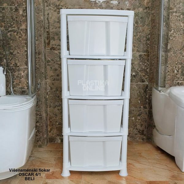 Višenamenski Fiokar Cabinet OSCAR 4 /1, fiokari za kucu, plasticni fiokari, fiokari sa 4 fioke, fiokari za odlaganje, plasticni kaseto pun kolor beli