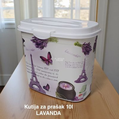 Kutija za prašak 10L, Plastična kutija za prašak, Kutija za prašak sa čvrstim poklopcem, Kutija za deterdžent 10L , Plastična kutija sa poklopcem za prašak, korpa za prašak 10L lavanda