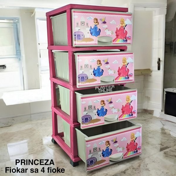 PRINCEZA Fiokar sa cetiri fioke 4/1 , fiokar, fiokari, plasticni fiokar, fiokar za deciju sobu, fiokar sa cetiri fioke