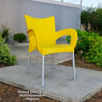 Stolica DOLCE sa aluminijumskim nogama, plasticne stolice, plasticne stolice akcija, plasticne stolice sa metalnim nogama, bastenske stolice, plastične stolice