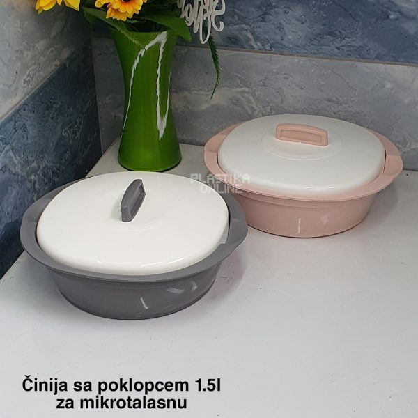 Činija sa poklopcem 1 ,5L , činija za mikrotalasnu sa poklopcem, činija za mikrotalasnu, plasticne cinije, plasticne cinije sa poklopcem, plastične činije, plasticna cinija,