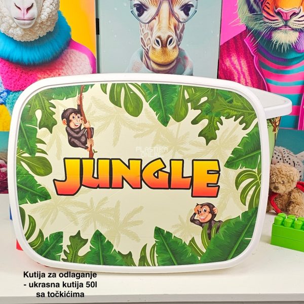 Kutija za odlaganje 50L sa točkićima, Ukrasna kutija 50L , kutije za odlaganje, box sa dezenom , plasticne kutije od 50l , kutije sa točkićima JUNGLE