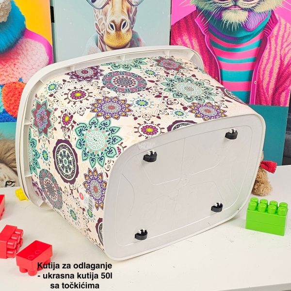 Kutija za odlaganje 50L sa točkićima, Ukrasna kutija 50L , kutije za odlaganje, box sa dezenom , plasticne kutije od 50l , kutije sa točkićima ORIENT