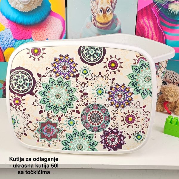 Kutija za odlaganje 50L sa točkićima, Ukrasna kutija 50L , kutije za odlaganje, box sa dezenom , plasticne kutije od 50l , kutije sa točkićima ORIENT