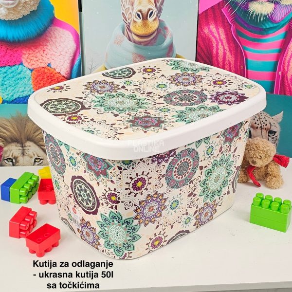 Kutija za odlaganje 50L, Ukrasna kutija 50L , kutije za odlaganje, box sa dezenom , plasticne kutije od 50l , kutije sa točkićima ORIENT