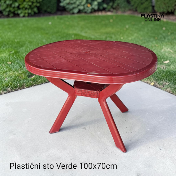 Plastični sto verde 100x70cm bordo boje