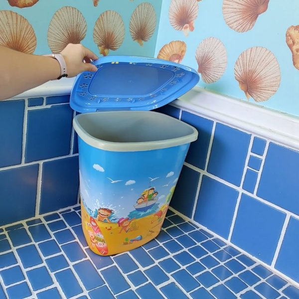 Korpa za prljav veš SURFER 55L, Plastična korpa za veš, Korpa za veš sa poklopcem, Moderna korpa za veš