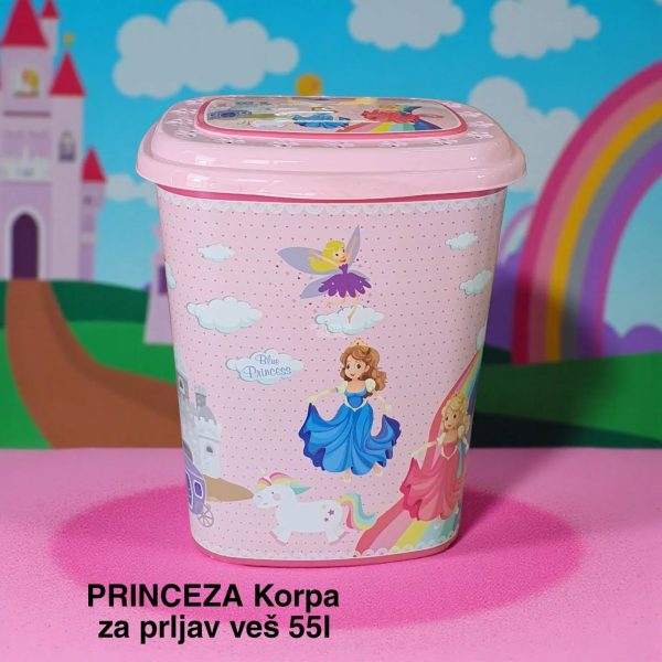 Korpa za prljav veš Princeza 55L, Plastična korpa za veš, Korpa za veš sa poklopcem, Moderna korpa za veš