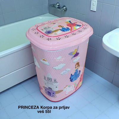 Korpa za prljav veš Princeza 55L, Plastična korpa za veš, Korpa za veš sa poklopcem, Moderna korpa za veš